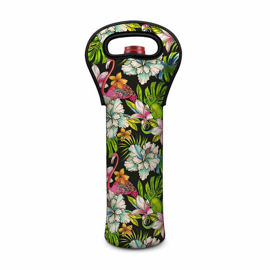 Hawaiian Aloha Tropical Pattern Print Single Neoprene Wine Tote