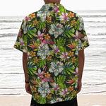 Hawaiian Aloha Tropical Pattern Print Textured Short Sleeve Shirt