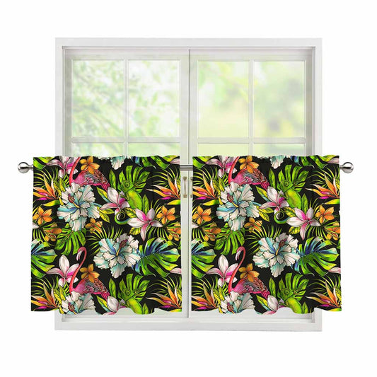 Hawaiian Aloha Tropical Pattern Print Tier Curtains