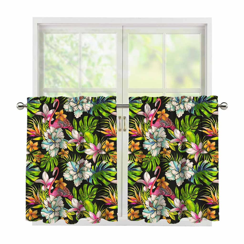 Hawaiian Aloha Tropical Pattern Print Tier Curtains