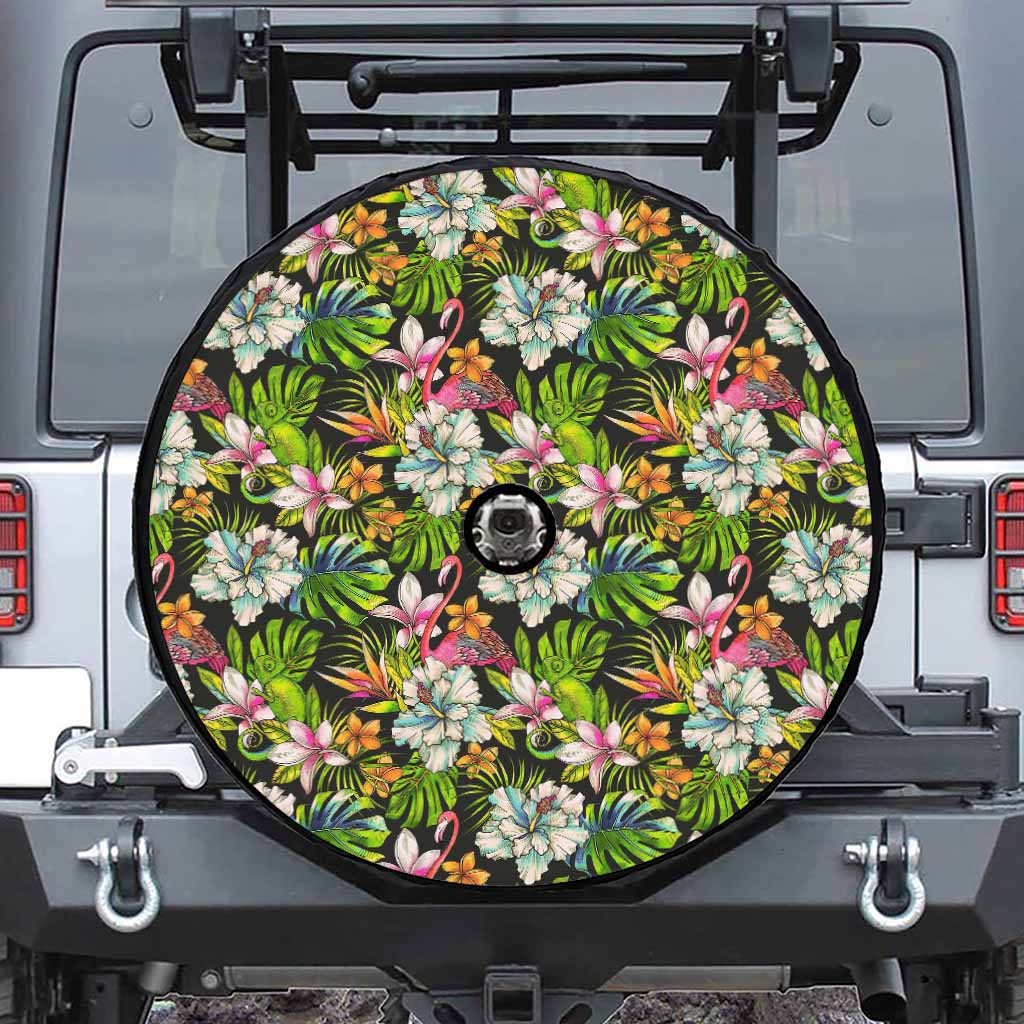 Hawaiian Aloha Tropical Pattern Print Tire Cover With Camera Hole
