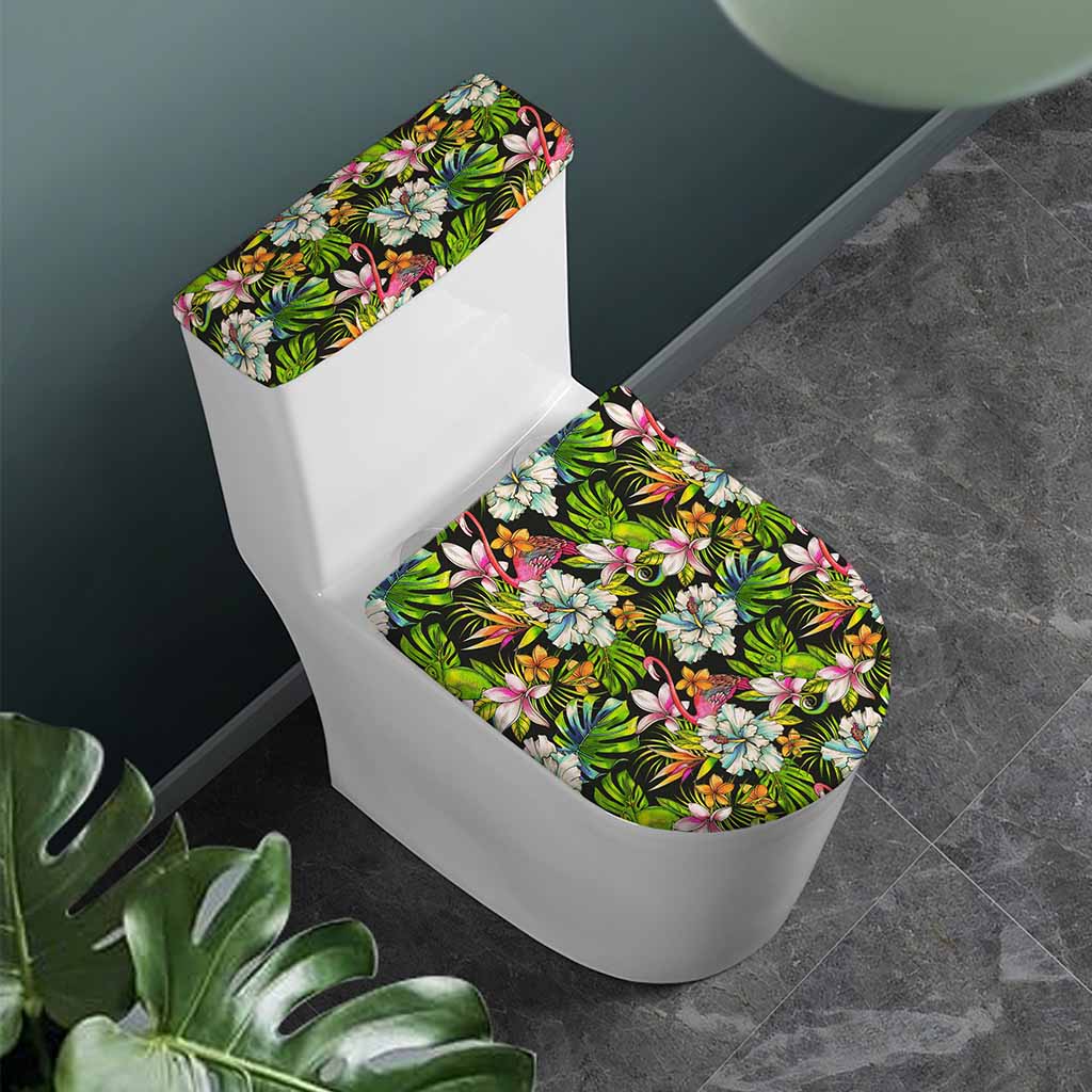 Hawaiian Aloha Tropical Pattern Print Toilet Lid And Tank Cover Set