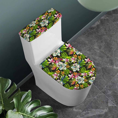 Hawaiian Aloha Tropical Pattern Print Toilet Lid And Tank Cover Set