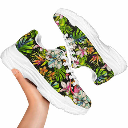 Hawaiian Aloha Tropical Pattern Print White Chunky Shoes