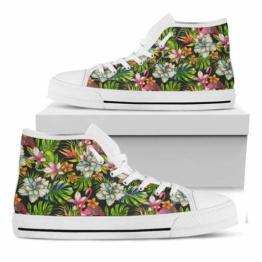 Hawaiian Aloha Tropical Pattern Print White High Top Sneakers
