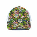 Hawaiian Aloha Tropical Pattern Print White Mesh Trucker Hat