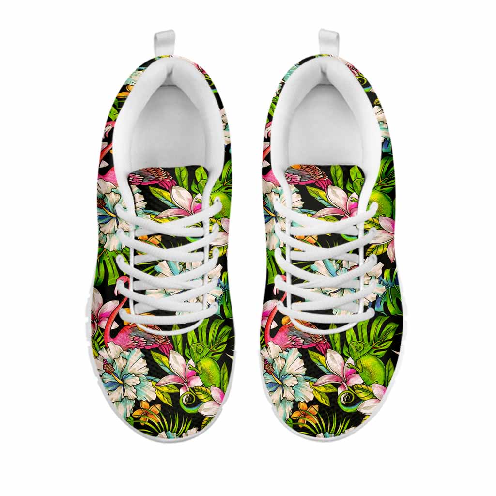 Hawaiian Aloha Tropical Pattern Print White Running Shoes
