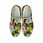 Hawaiian Aloha Tropical Pattern Print White Slip On Sneakers
