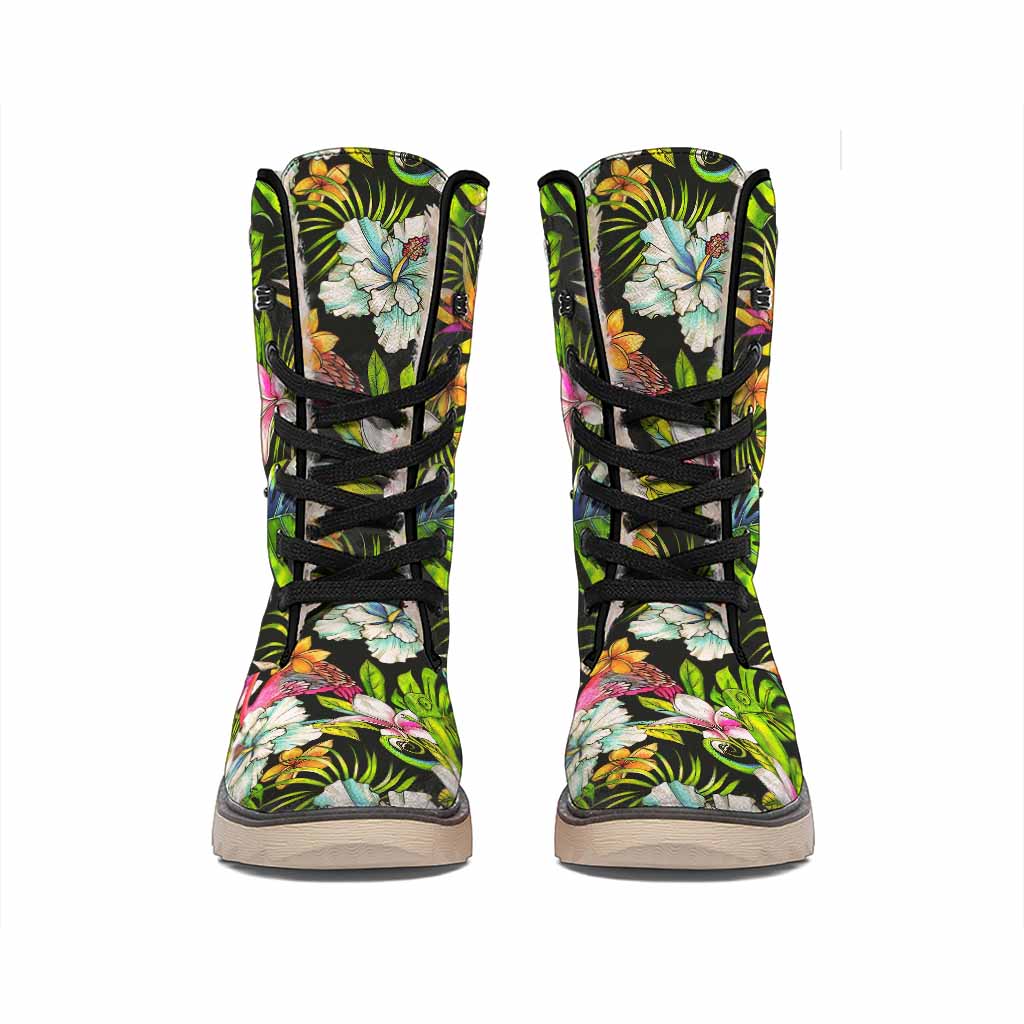 Hawaiian Aloha Tropical Pattern Print Winter Boots