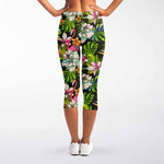 Hawaiian Aloha Tropical Pattern Print Women's Capri Leggings