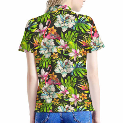 Hawaiian Aloha Tropical Pattern Print Women's Polo Shirt