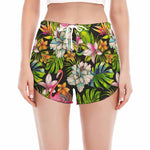 Hawaiian Aloha Tropical Pattern Print Women's Split Running Shorts