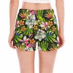 Hawaiian Aloha Tropical Pattern Print Women's Split Running Shorts