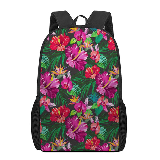 Hawaiian Floral Flowers Pattern Print 17 Inch Backpack