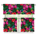 Hawaiian Floral Flowers Pattern Print 3 Piece Kitchen Curtains