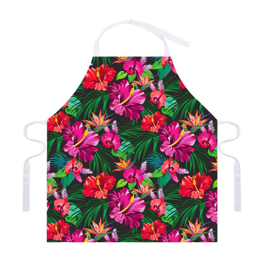 Hawaiian Floral Flowers Pattern Print Adjustable Apron