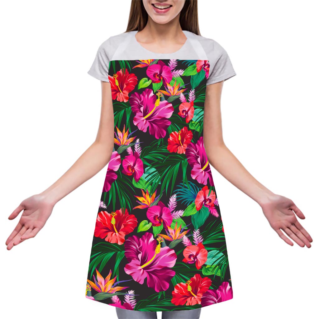 Hawaiian Floral Flowers Pattern Print Adjustable Apron