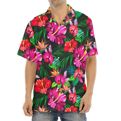 Hawaiian Floral Flowers Pattern Print Aloha Shirt