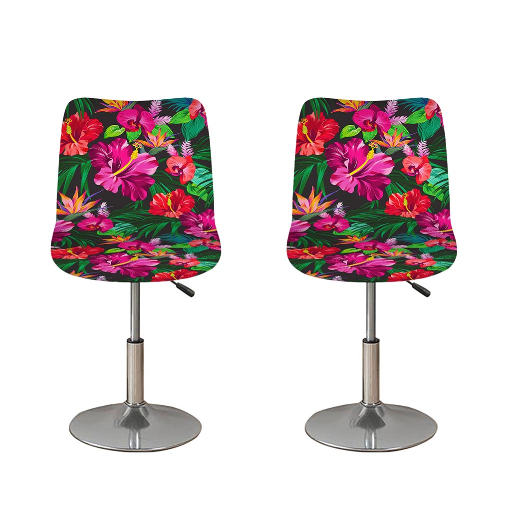 Hawaiian Floral Flowers Pattern Print Bar Stool Covers