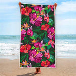 Hawaiian Floral Flowers Pattern Print Beach Towel
