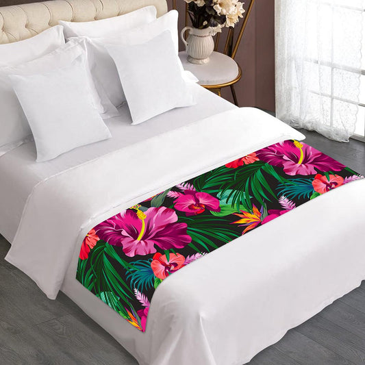 Hawaiian Floral Flowers Pattern Print Bed Runner