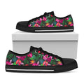 Hawaiian Floral Flowers Pattern Print Black Low Top Sneakers
