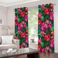 Hawaiian Floral Flowers Pattern Print Dimout Grommet Curtains