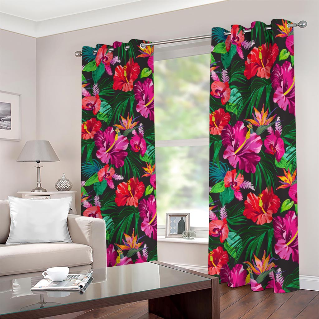 Hawaiian Floral Flowers Pattern Print Blackout Grommet Curtains
