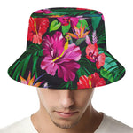 Hawaiian Floral Flowers Pattern Print Bucket Hat