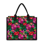 Hawaiian Floral Flowers Pattern Print Canvas Tote Bag
