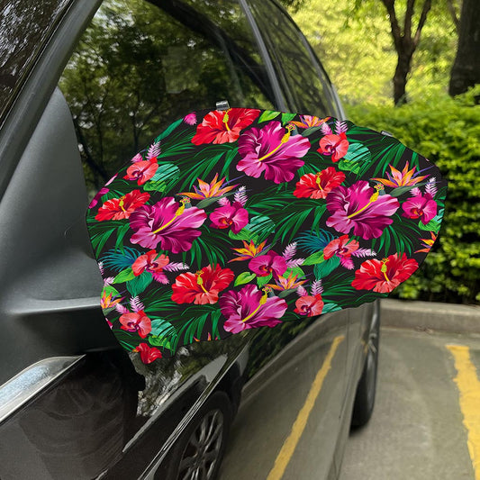 Hawaiian Floral Flowers Pattern Print Car Side Mirror Covers