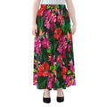 Hawaiian Floral Flowers Pattern Print Chiffon Maxi Skirt