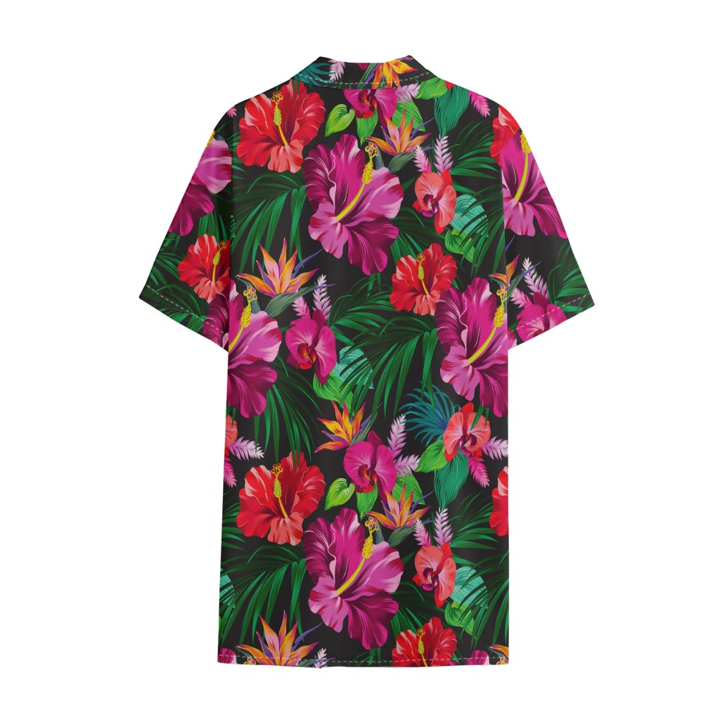 Hawaiian Floral Flowers Pattern Print Cotton Hawaiian Shirt