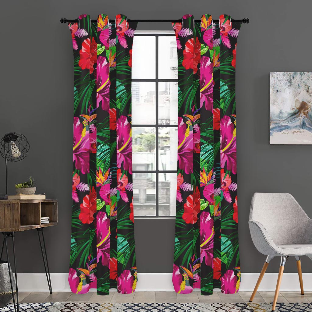 Hawaiian Floral Flowers Pattern Print Curtain