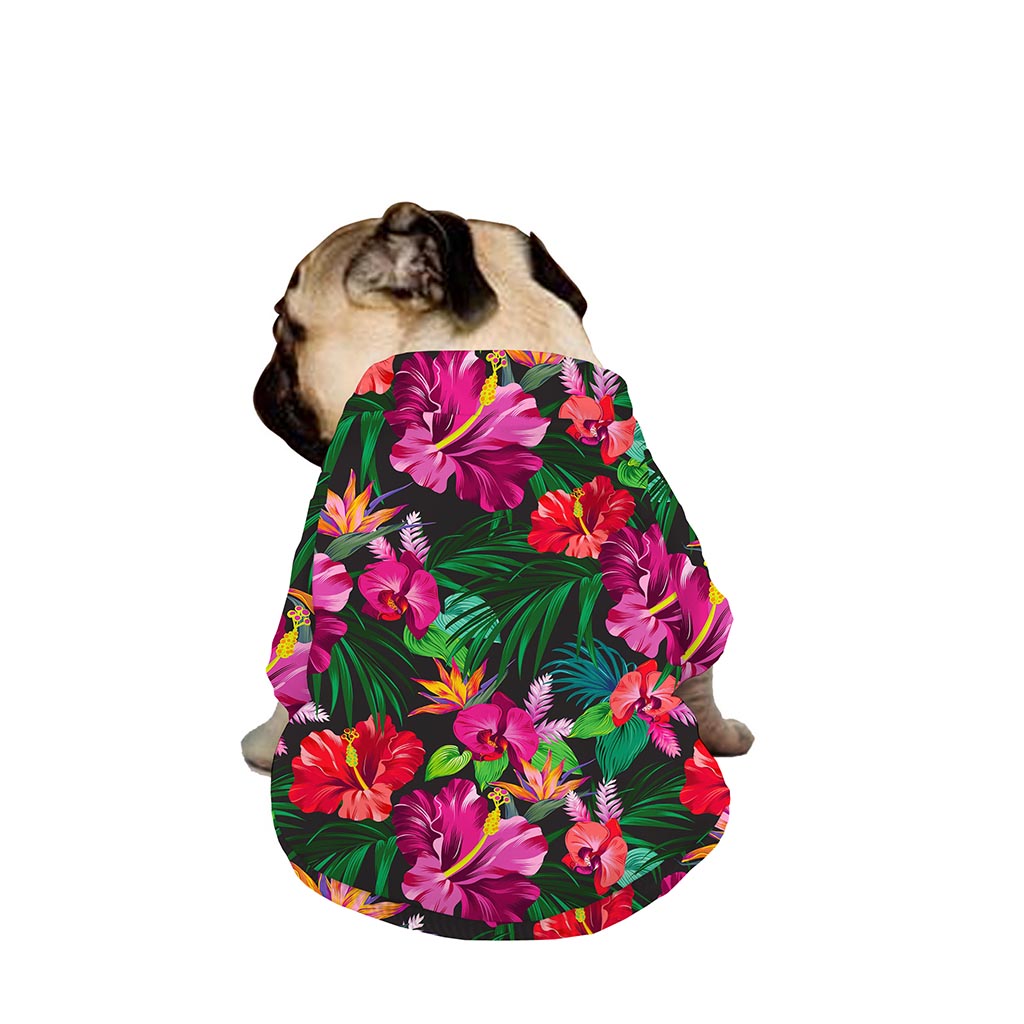 Hawaiian Floral Flowers Pattern Print Dog Zip Up Jacket