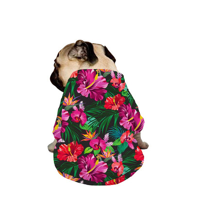 Hawaiian Floral Flowers Pattern Print Dog Zip Up Jacket