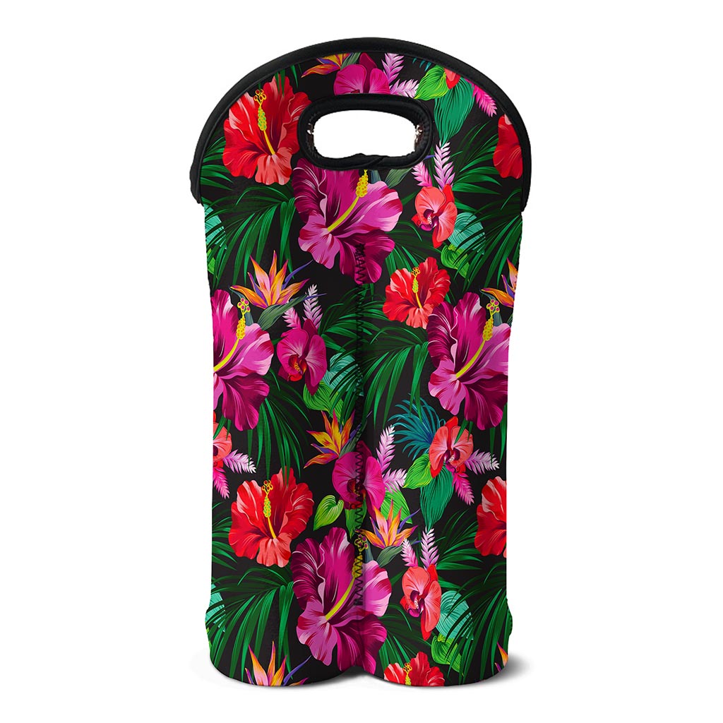 Hawaiian Floral Flowers Pattern Print Double Neoprene Wine Tote