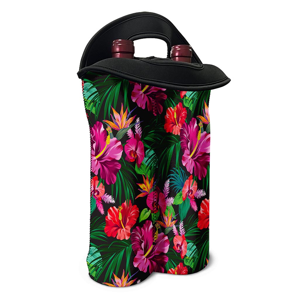 Hawaiian Floral Flowers Pattern Print Double Neoprene Wine Tote