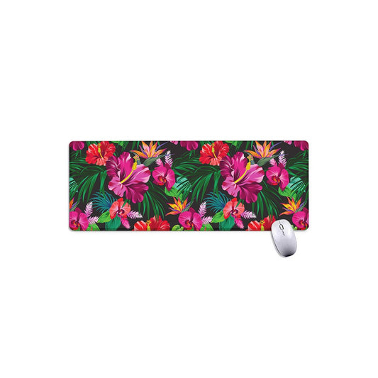 Hawaiian Floral Flowers Pattern Print Extended Mouse Pad