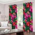 Hawaiian Floral Flowers Pattern Print Extra Wide Grommet Curtains