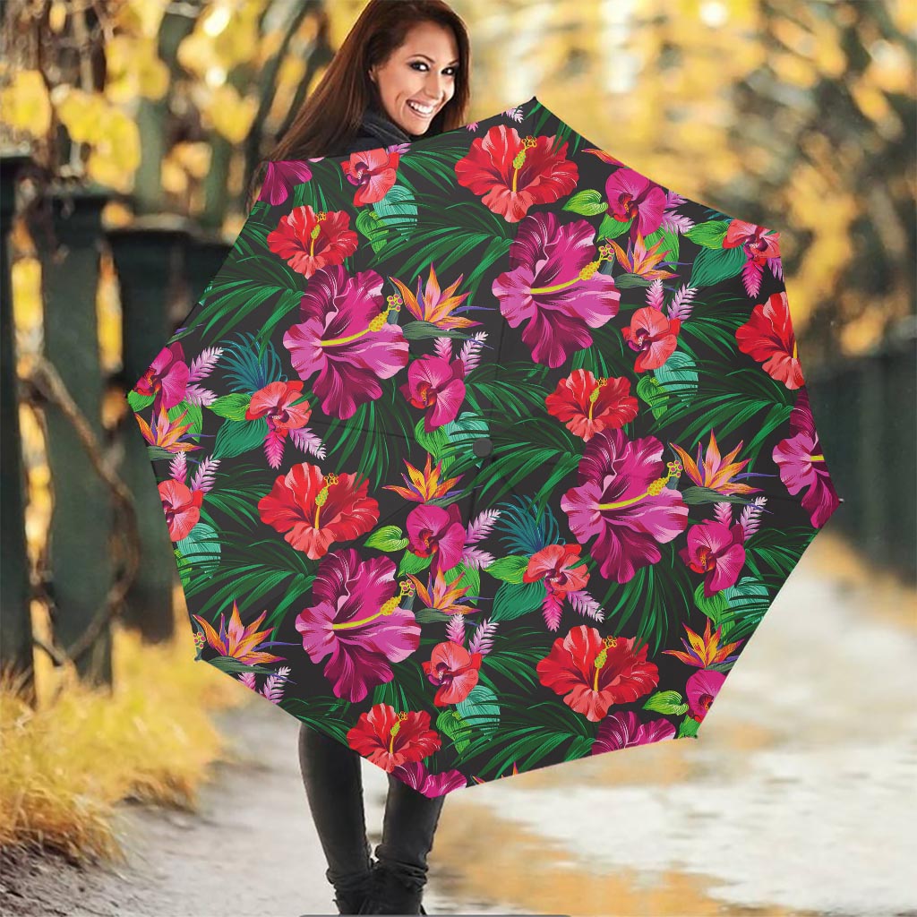 Hawaiian Floral Flowers Pattern Print Foldable Umbrella