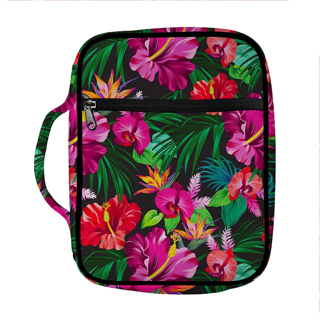 Hawaiian Floral Flowers Pattern Print Front Pocket Bible Bag