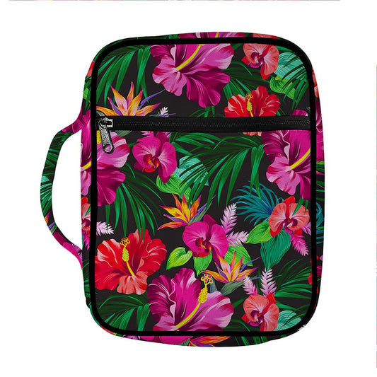 Hawaiian Floral Flowers Pattern Print Front Pocket Bible Bag
