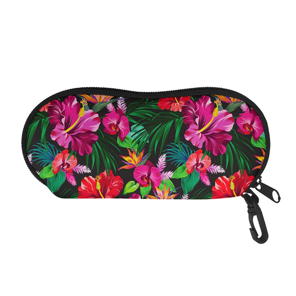 Hawaiian Floral Flowers Pattern Print Glasses Case