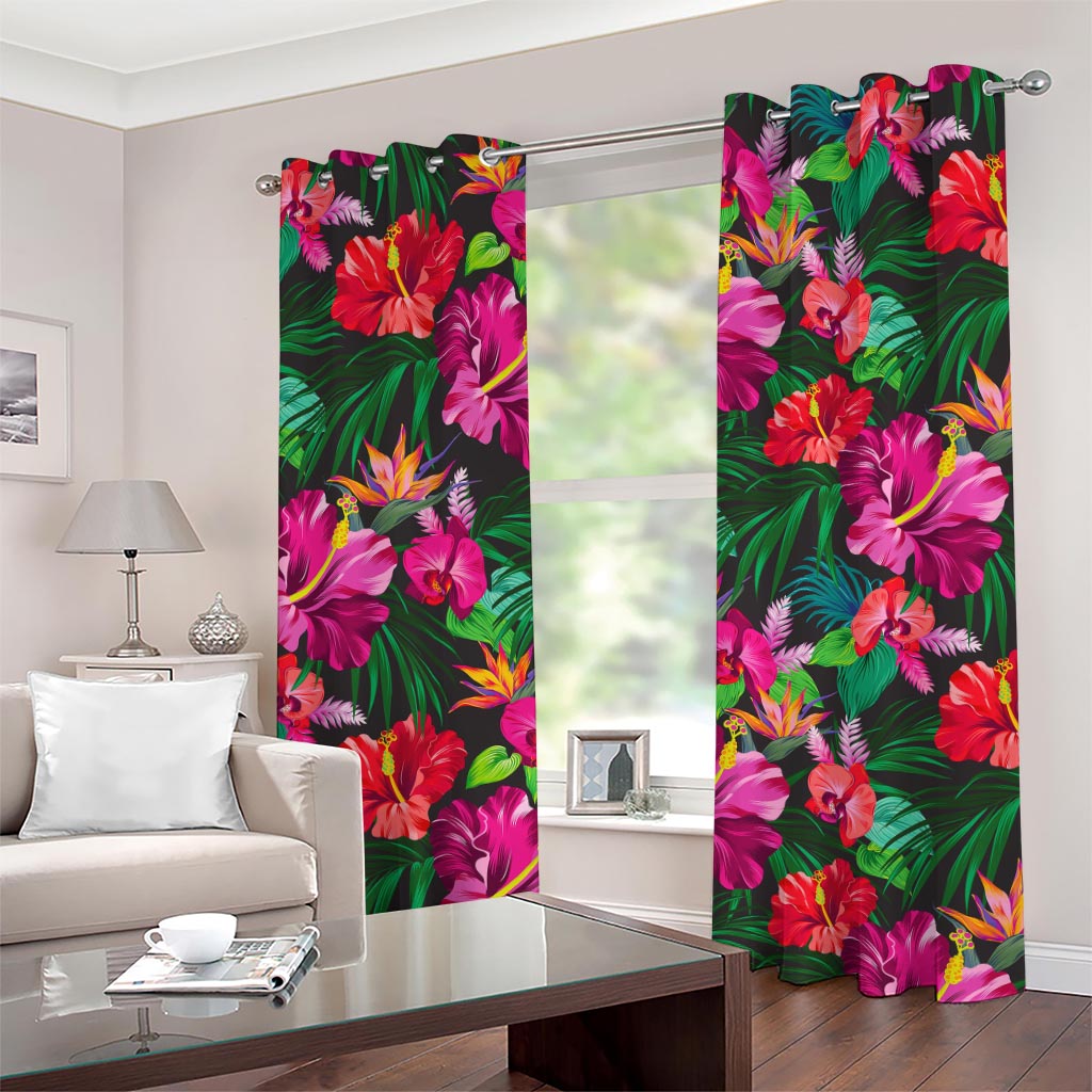 Hawaiian Floral Flowers Pattern Print Grommet Curtains