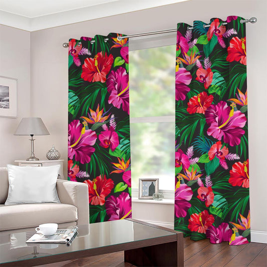 Hawaiian Floral Flowers Pattern Print Grommet Curtains