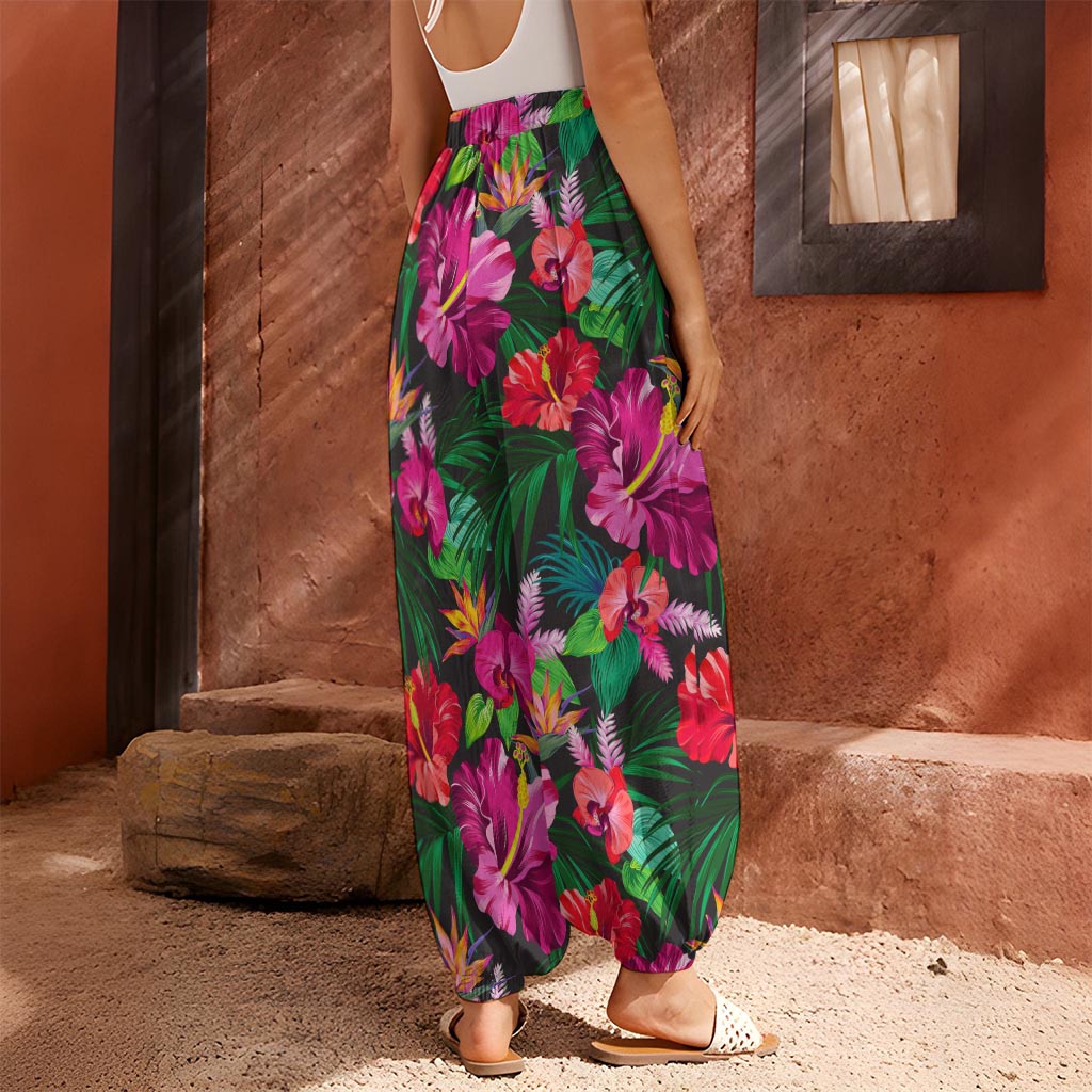 Hawaiian Floral Flowers Pattern Print Harem Pants