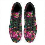 Hawaiian Floral Flowers Pattern Print High Top Leather Sneakers