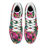 Hawaiian Floral Flowers Pattern Print High Top Leather Sneakers