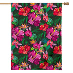 Hawaiian Floral Flowers Pattern Print House Flag